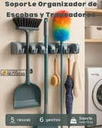 Soporte para Escobas y Trapeadores Antideslizante | Ahorra Espacio, Soporta 10 kg